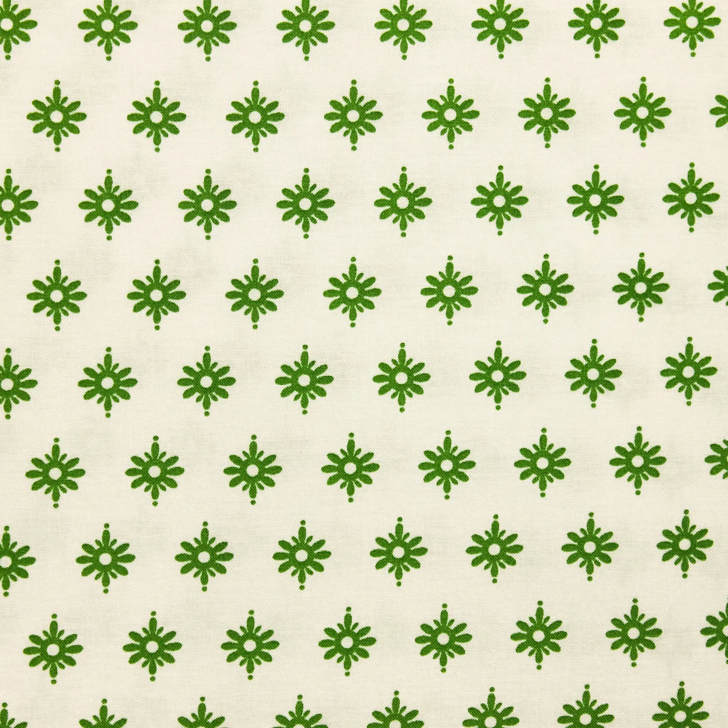 Katoen wit met groene bloemen